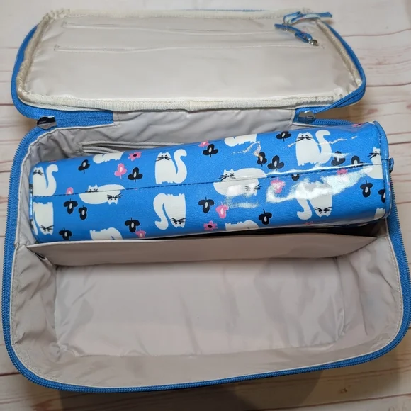 EUC Kate Spade Daycation Blue Cat Posy Large Collin Cosmetic Case - Picture 7 of 12
